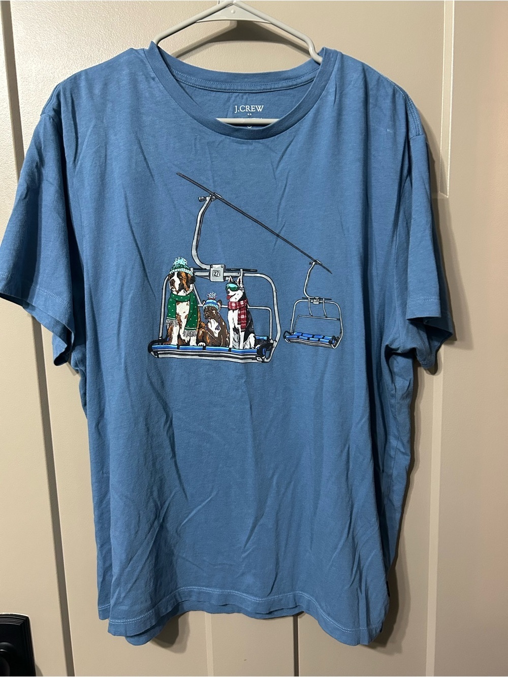 J. Crew Blue Ski-Lift Dogs Graphic Tee 💯 cotton